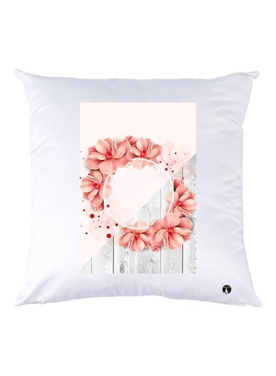 Floral Printed Throw Pillow White/Pink/Grey 30x30cm
