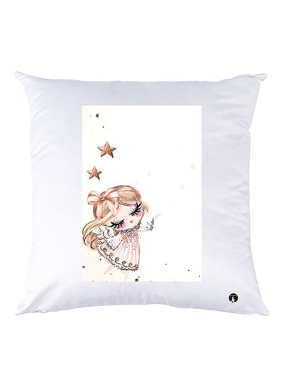 Cartoon Printed Throw Pillow White/Beige/Pink 30x30cm