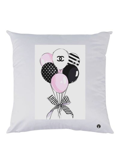 Balloons Printed Pillow White/Pink/Black 30x30cm