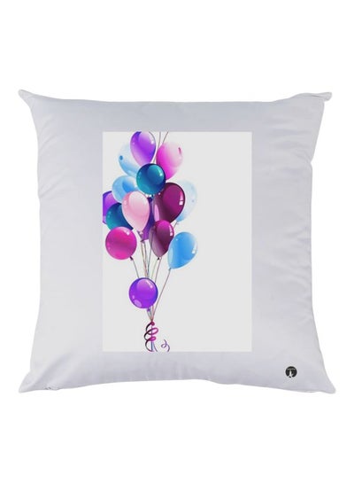 Balloons Printed Throw Pillow White/Purple/Blue 30x30cm