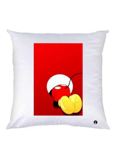 Mickey Mouse Printed Decorative Throw Pillow White/Red/Yellow 30x30cm