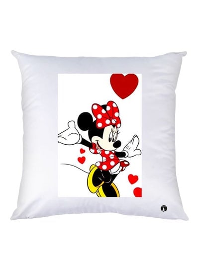 Mickey Mouse Printed Decorative Throw Pillow White/Red/Yellow 30x30cm