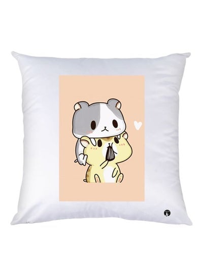 Cartoon Printed Decorative Throw Pillow White/Beige 30x30cm