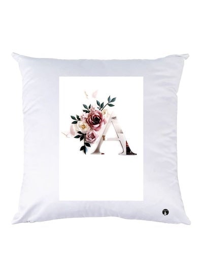 Letter A Printed Throw Pillow Polyester White/Pink/Green 30x30cm