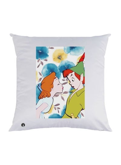 Cartoon Character Printed Decorative Throw Pillow White/Green/Blue 30x30cm