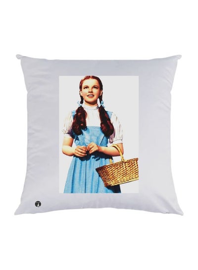 Girl Printed Decorative Throw Pillow White/Blue/Beige 30x30cm