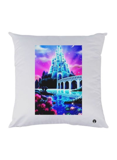 Nature Printed Decorative Throw Pillow White/Blue/Pink 30x30cm