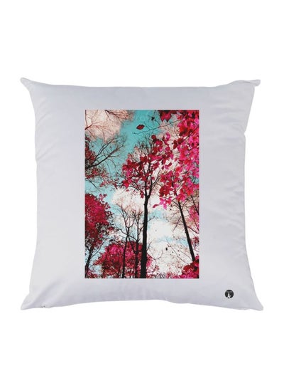 Nature Printed Decorative Throw Pillow White/Pink/Blue 30x30cm