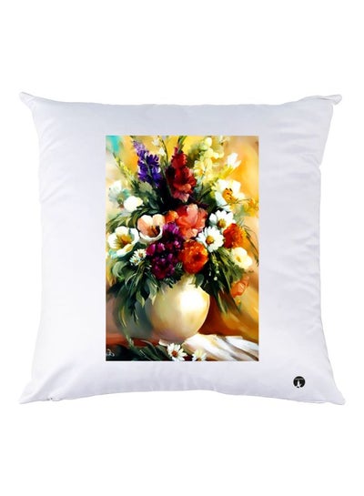 Floral Printed Decorative Throw Pillow White/Purple/Red 30x30cm