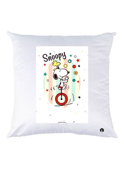 Snoopy Printed Decorative Throw Pillow White/Black/Red 30x30cm