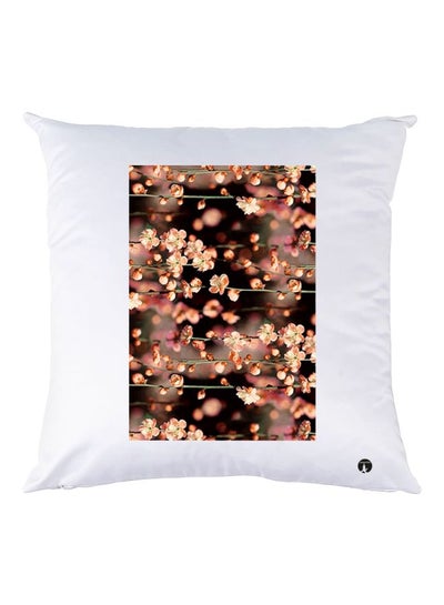 Floral Printed Throw Pillow White/Black/Pink 30x30cm