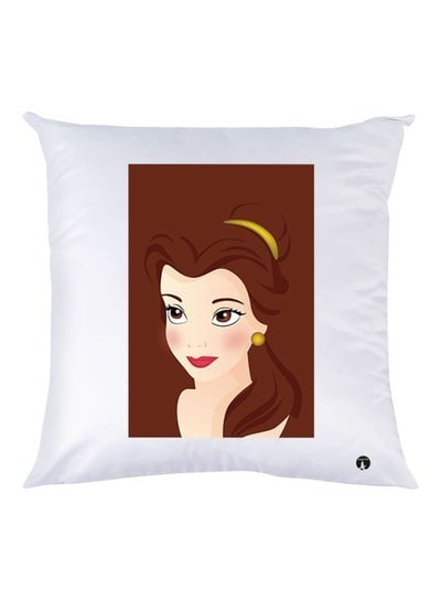 Girl Printed Throw Pillow White/Brown/Beige 30x30cm