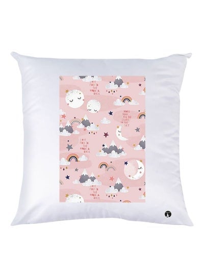 Moon Printed Decorative Throw Pillow White/Pink/Grey 30x30cm
