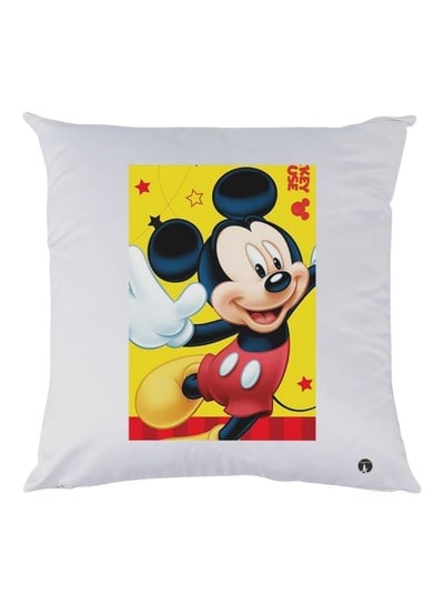 Mickey Mouse Printed Decorative Throw Pillow White/Yellow/Black 30x30cm