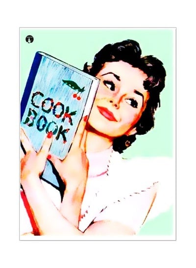 Cook Book Themed Metallic Plate Blue/Pink/Black 20x15cm
