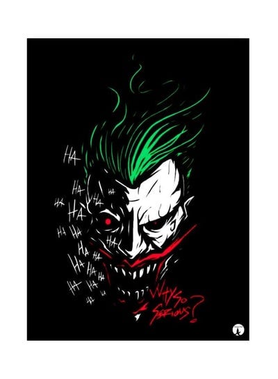 Cartoon Joker Themed Metallic Plate Black/Green/Red 20x15cm