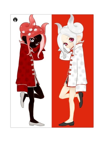 Animated Girls Themed Metallic Plate White/Red/Black 20x15cm
