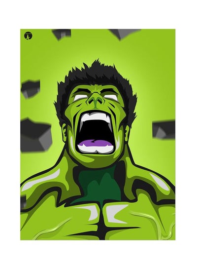 Hulk Themed Metallic Plate Green/Black/White 20x15cm