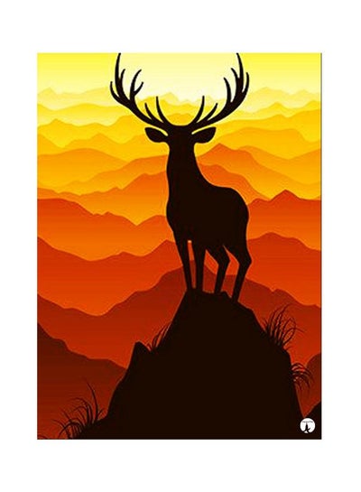 Deer Themed Metallic Plate Orange/Yellow/Black 20x15cm