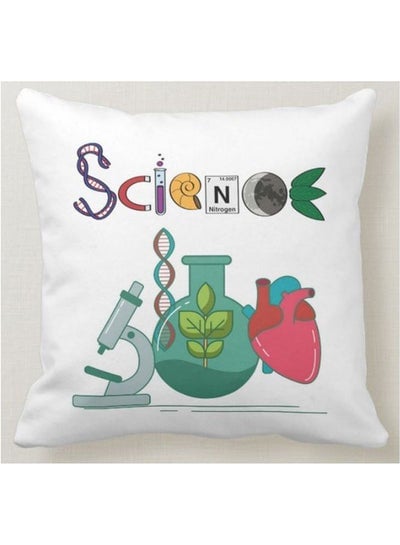 Science Printed Pillow White 40x40centimeter