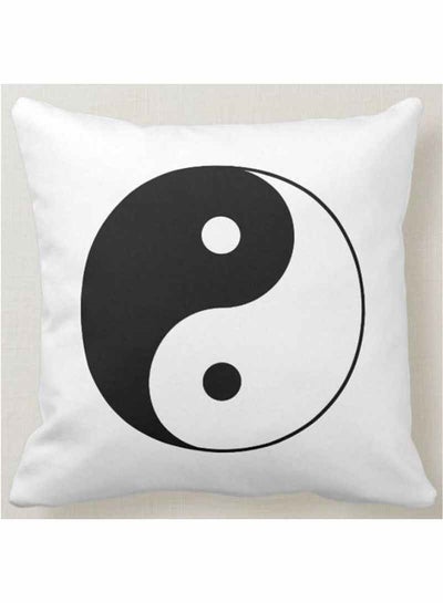 Yin and Yang Printed Pillow White 40x40centimeter