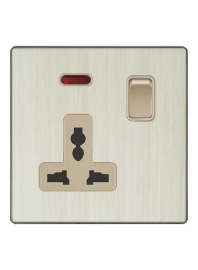 V3 Series 13A Neon Socket With Switch Grey/Gold 3x3inch