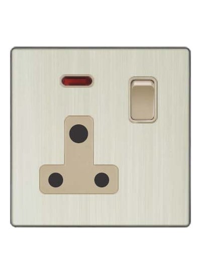 V3 Series 15A Neon Socket With Switch Grey/Gold 3x3inch