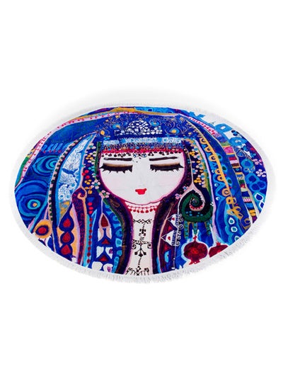 Traditional Girl Pattern Round Beach Towel Multicolour 150cm