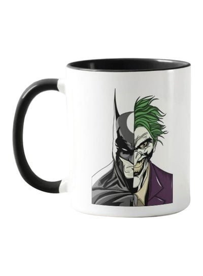 Batman And The Joker Printed Coffee Mug White/Black/Green 325ml