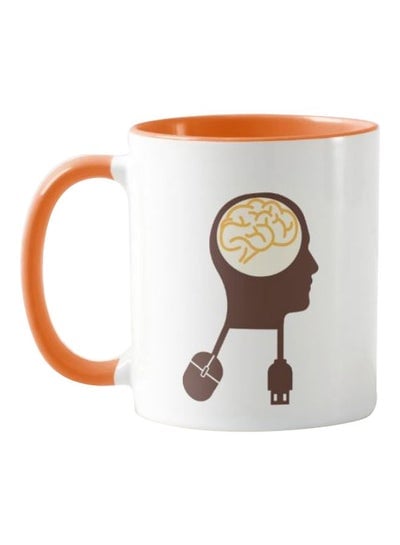 Brain Technology Printed Mug White/Brown/Orange 11ounce