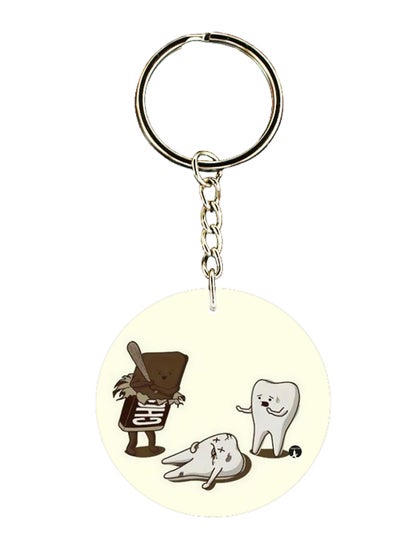 Cute Tooth With Chocolate Printed Keychain
