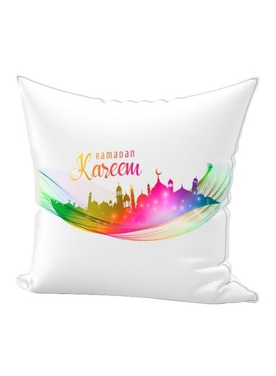 Ramadan Kareem Printed Throw Pillow White/Pink/Green 65x65cm