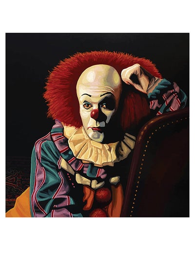 Pennywise Themed Decorative Wall Art Black/Beige/Red 30x30cm