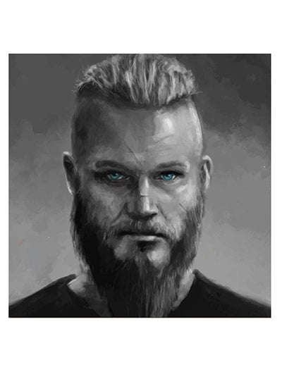 Ragnar Vikings Series Themed Wall Art Grey/Black/Blue 30x30cm