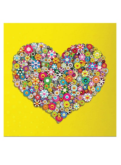 Love Heart Themed Wall Art Yellow/Blue/Green 30x30cm