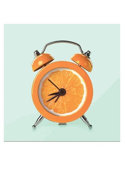 Alarm Clock Themed Wall Art Blue/Orange/Black 30x30cm
