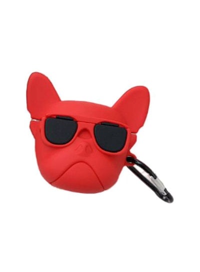 Dog Face Designed Protective Case For Apple AirPods Pro Red/Black