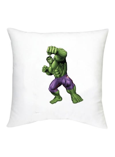 Hulk Printed Decorative Cushion White/Purple/Green 16x16inch