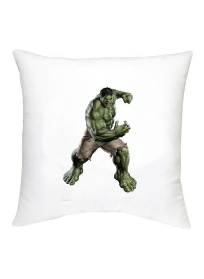 Hulk Printed Decorative Cushion White/Green/Beige 16x16inch