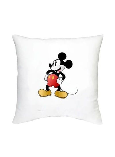 Mickey Mouse Printed Decorative Cushion White/Black/Red 16x16inch