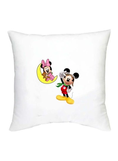 Mickey Mouse Printed Decorative Cushion White/Black/Yellow 16x16inch