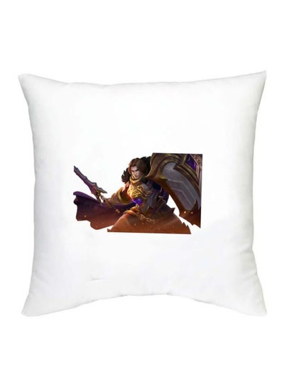Mobile Legends Character Printed Decorative Cushion White/Gold/Grey 16x16inch