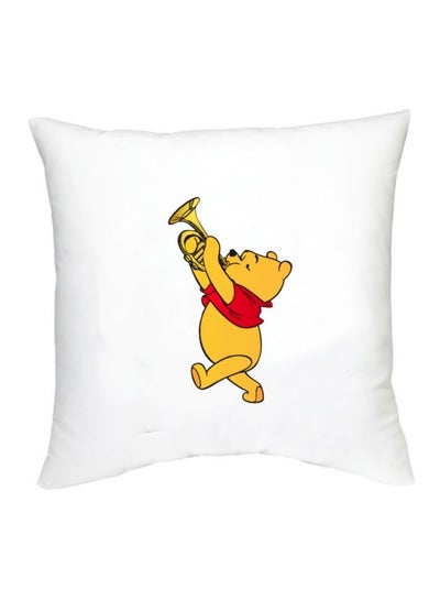 Winnie The Pooh Character Printed Decorative Pillow White/Yellow/Red 16x16inch