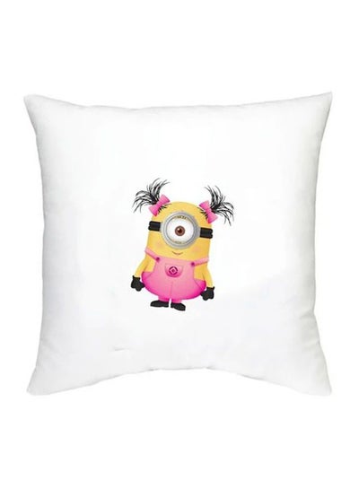 Minion Character Printed Cushion White/Yellow/Pink 16x16inch