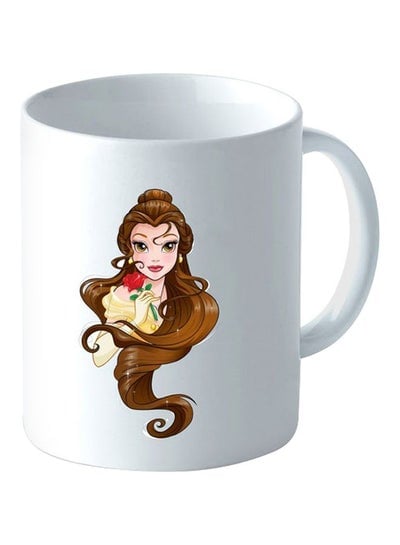 Belle Disney Princess Printed Coffee Mug White/Brown/Beige 300ml