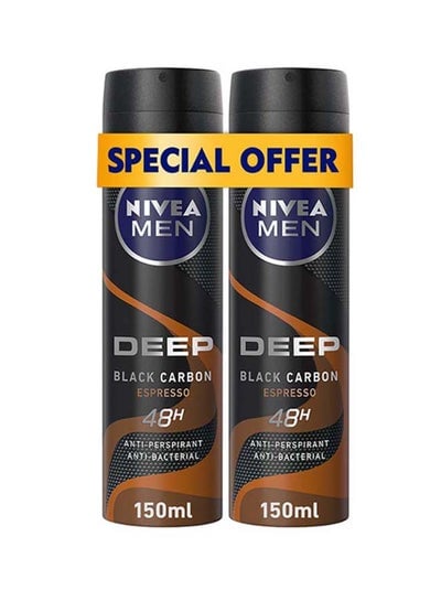 Deep Espresso Black Carbon Antiperspirant Spray Pack Of 2 150ml