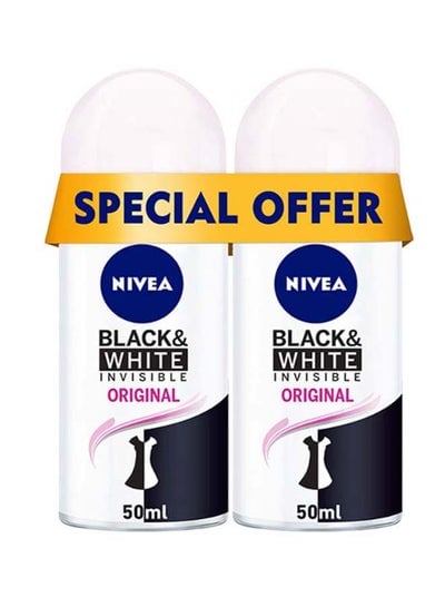 Pack Of 2 Black And White Invisible Original Antiperspirant Roll On 50ml