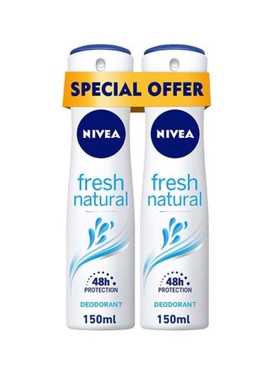 Pack Of 2 Fresh Natural Deodorant Spray 150ml