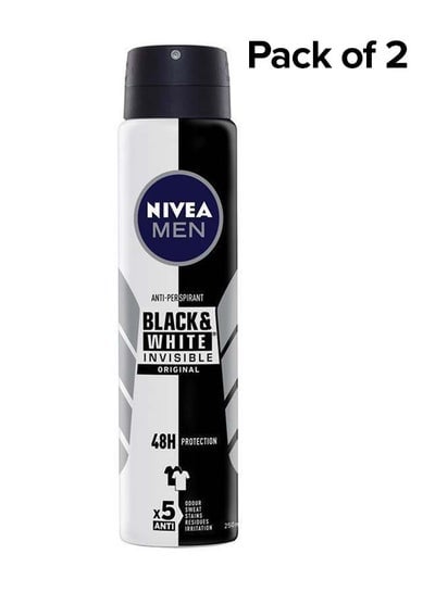 Pack Of 2 Men Black And White Invisible Original Antiperspirant Spray 150ml