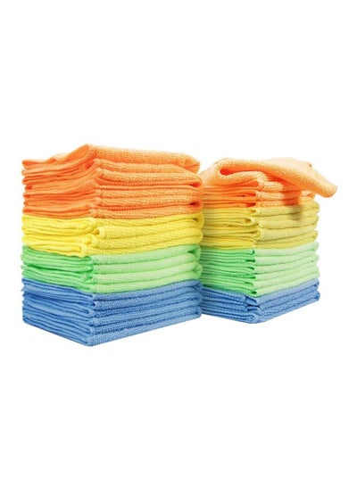 24-Piece Microfiber Cleaning Cloth Set Assorted Colours 40x40centimeter